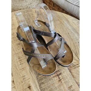 Naot Bronzed Leather Strappy Sandals Women's Size 42/11 Rhinestones Boho
